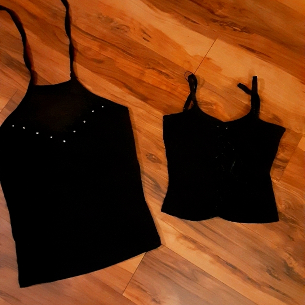 Black string corset and Blk Halter top